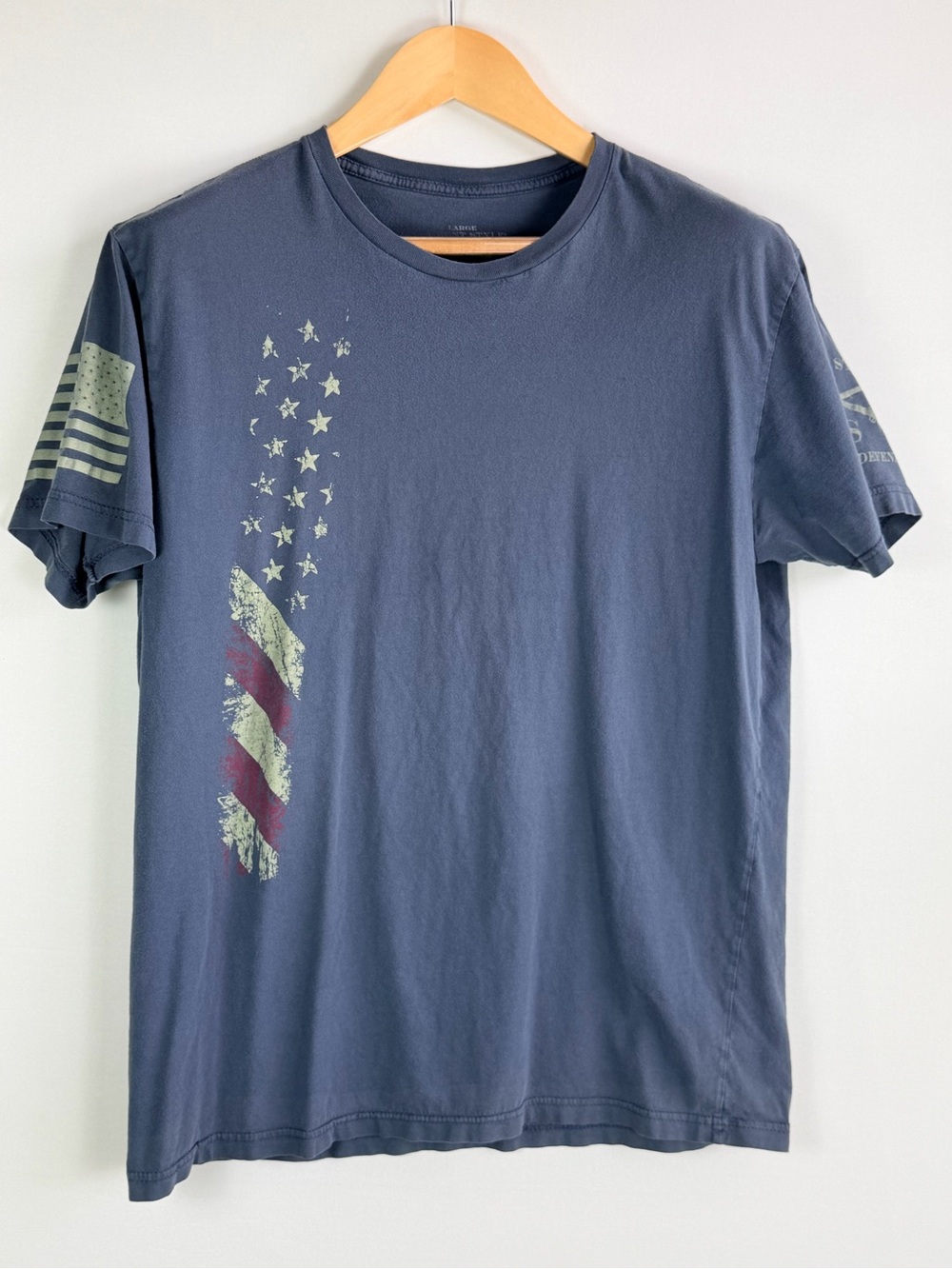 Grunt Style Men’s Large Patriotic American Flag Graphic T Shirt Blue 1776